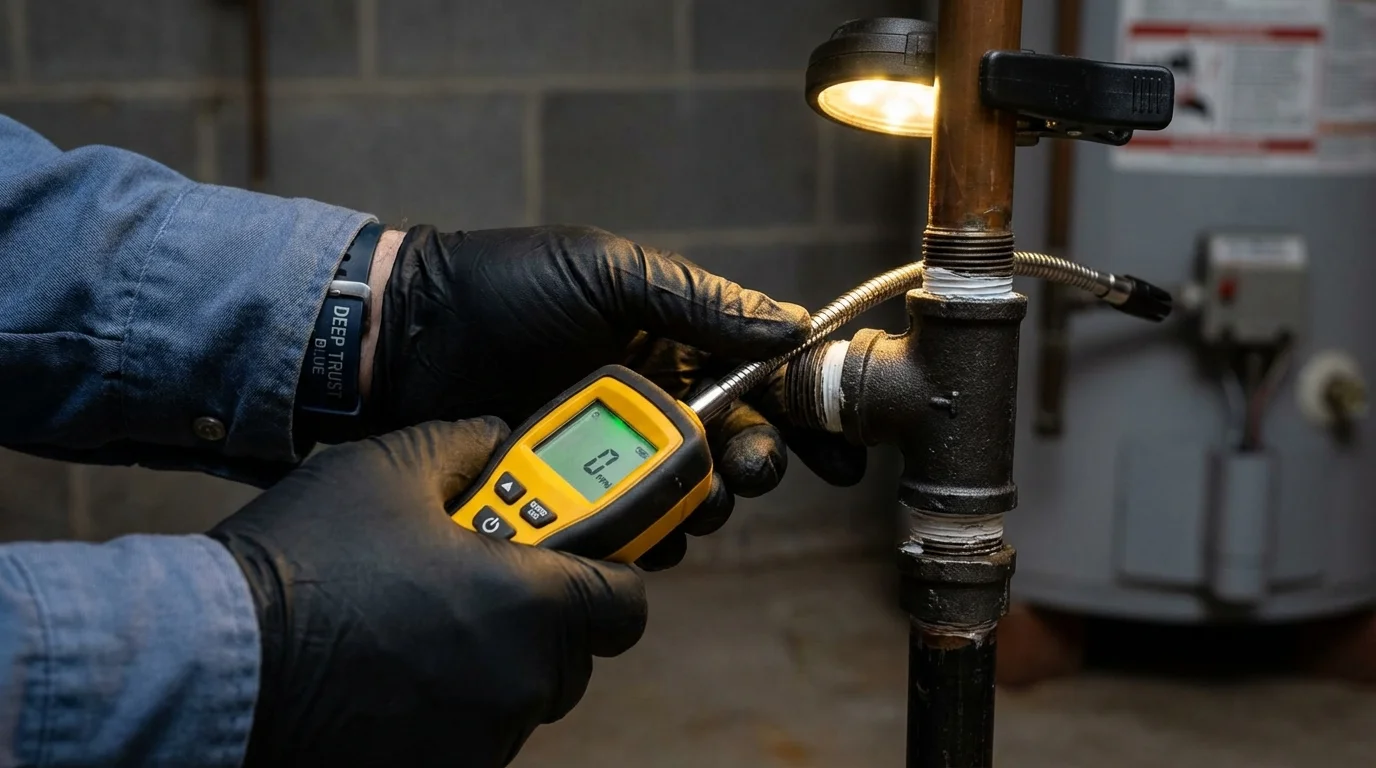 Gas leak detection with electronic sniffer by Johns Plumbing LLC in New Fairfield