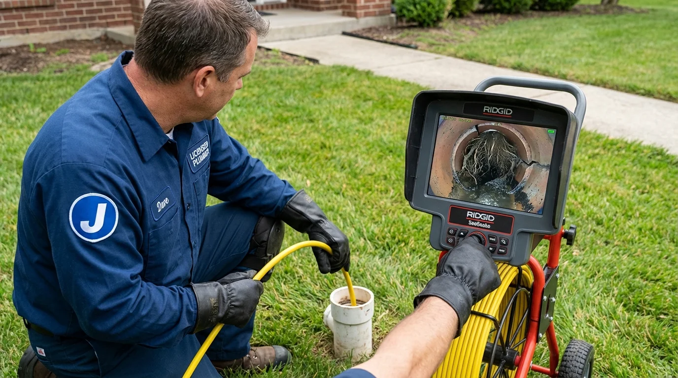 Sewer camera inspection being performed by Johns Plumbing LLC in New Fairfield